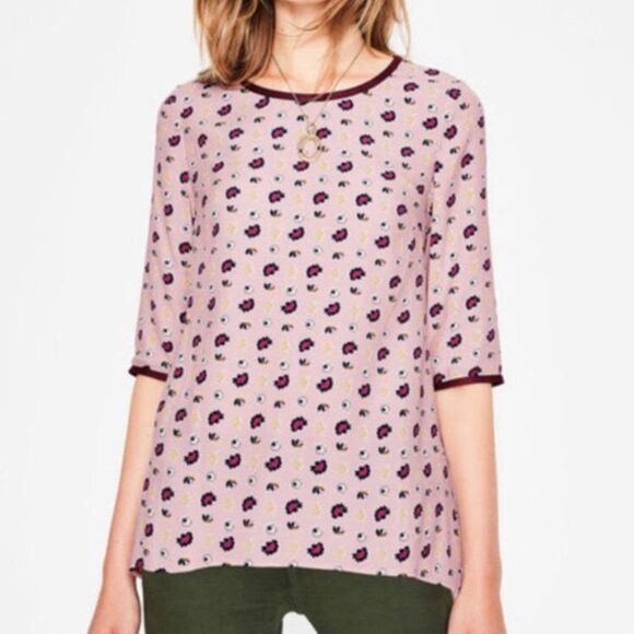 Boden Hi-Low Hem Milkshake Star Print Blouse Top Size 10 WO190 - Picture 1 of 8